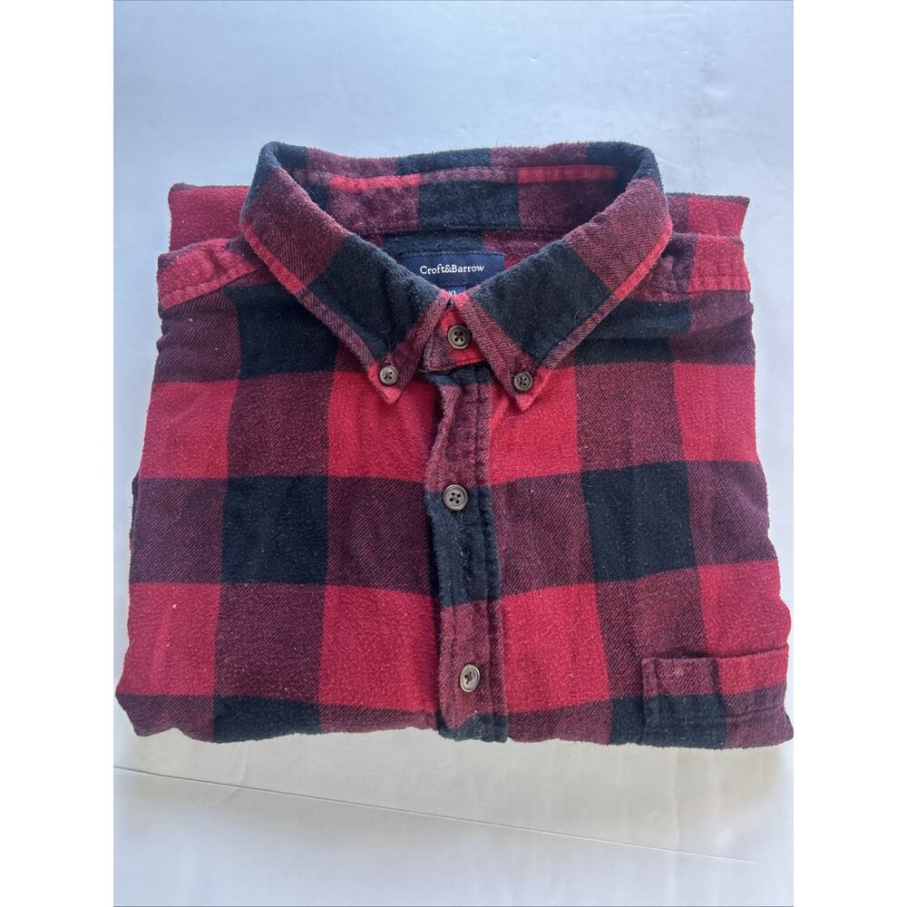 Croft&Borrow Red Pattern Button Up Flannel Size Xl - image 8